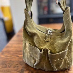 Tylie Malibu Once Bitten Forever Smitten Olive Green Suede Hobo Bag
